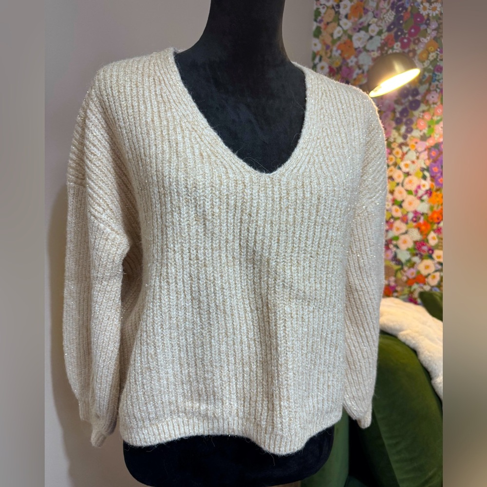 Cozy Cream V-Neck Sweater